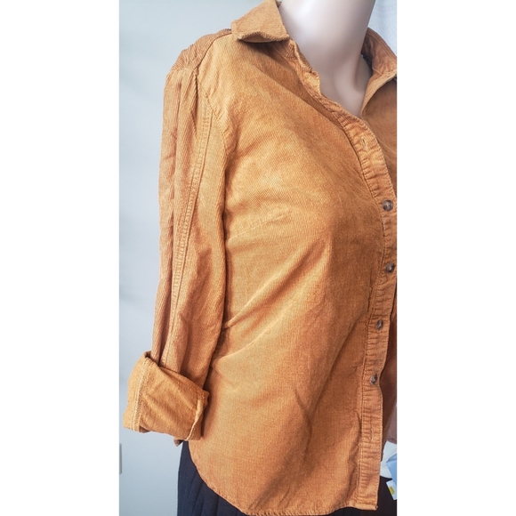 Golden yellow corduroy button down shirt - Picture 4 of 12